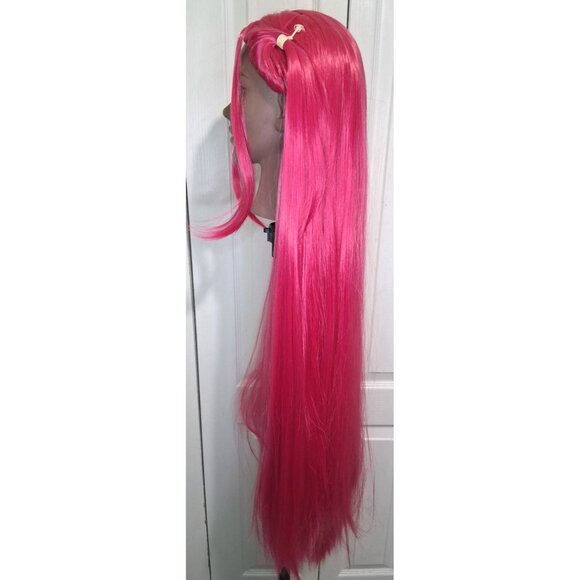 KPop Demon Hunters Mira Adult Wig Long Pink Anime Cosplay Pigtails Costume NEW - Picture 2 of 7